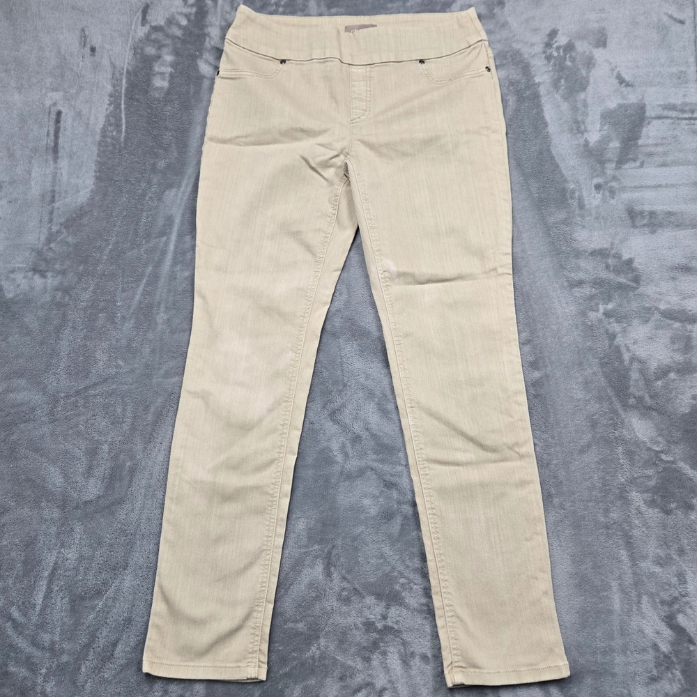 Chicos So Slimming Pull On Pants Womens Size 0.5 Small Tan Khaki Straight Leg